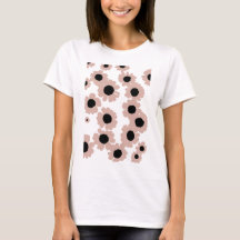 Women T-shirt with a beige floral print