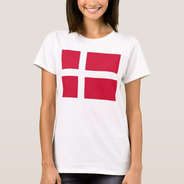 Women T Shirt with Flag of Denmark (Front)