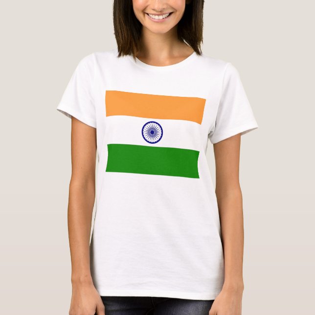 Women T Shirt with Flag of India (Front)