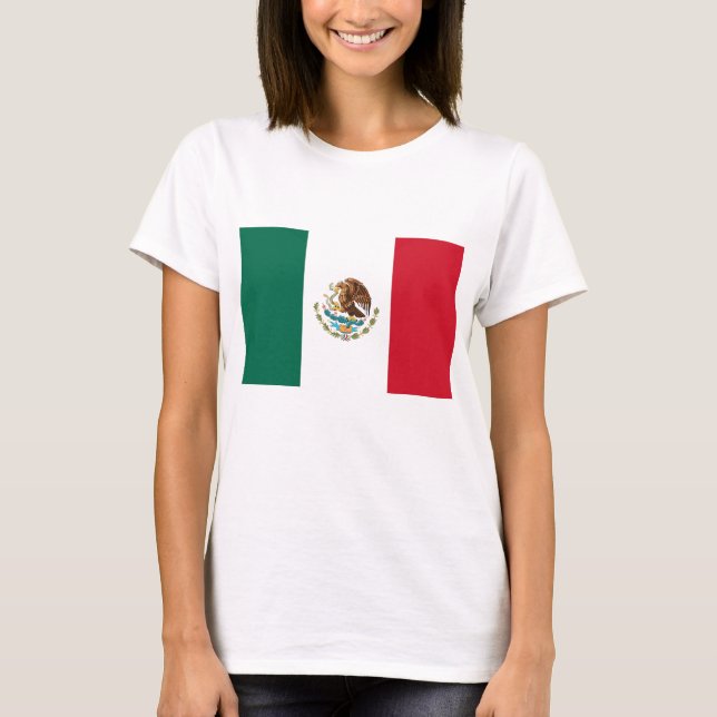 Women T Shirt with Flag of Mexico (Front)