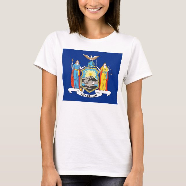 Women T Shirt with Flag of New York State (Front)