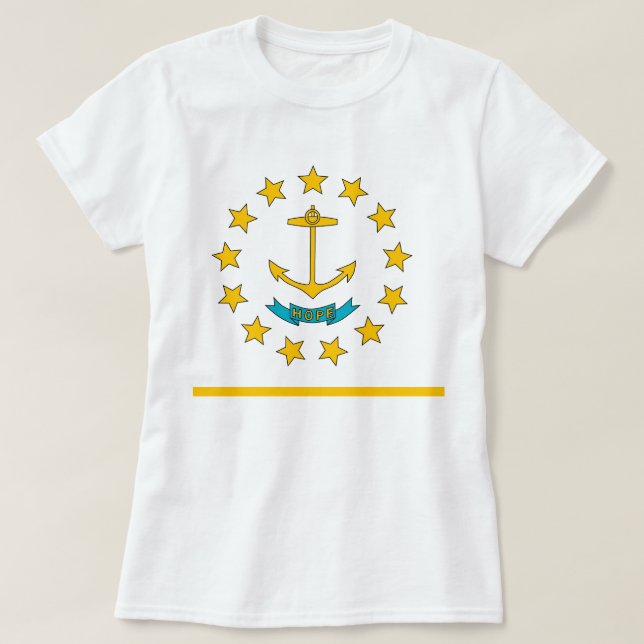 Women T Shirt with Flag of Rhode Island State (Design Front)