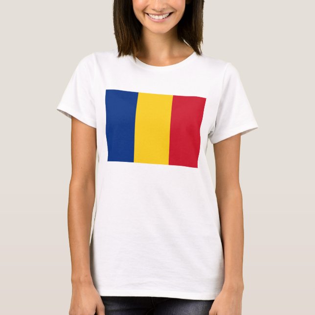 Women T Shirt with Flag of Romania (Front)