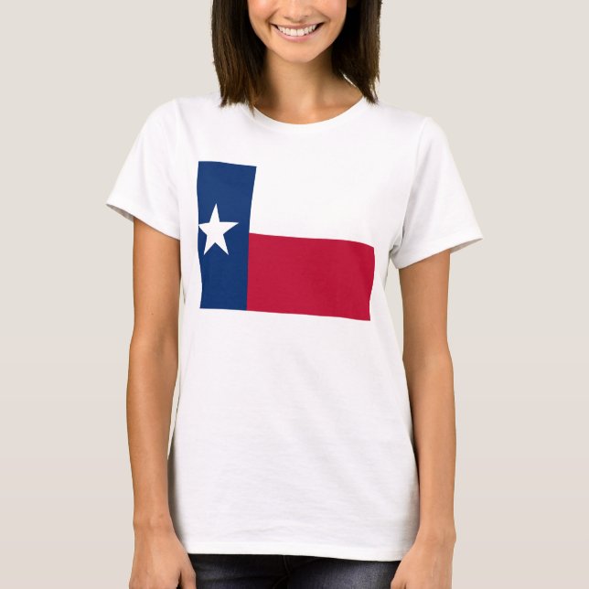 Women T Shirt with Flag of Texas State (Front)