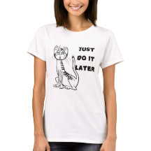 Women T-Shirt with lazy cat