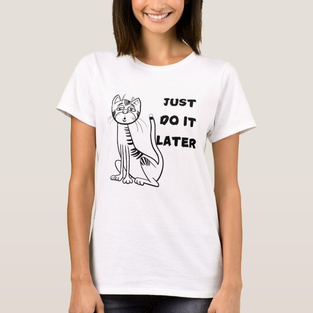 Women T-Shirt with lazy cat (Front)