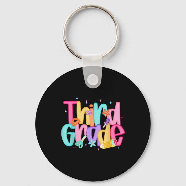 Women Third Grade Teacher First Day Of School Back Keychain (Front)