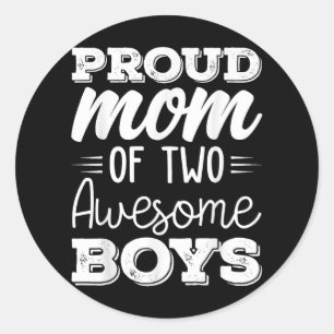 Women Two Mom of 2 Boys Mother's Day  65 Classic Round Sticker