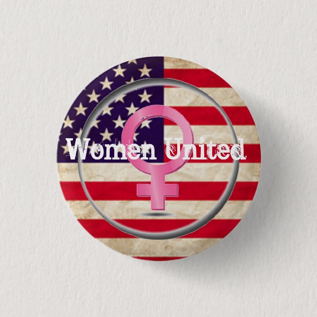 Women United Female Sybol and Flag 1 Inch Round Button (Front)