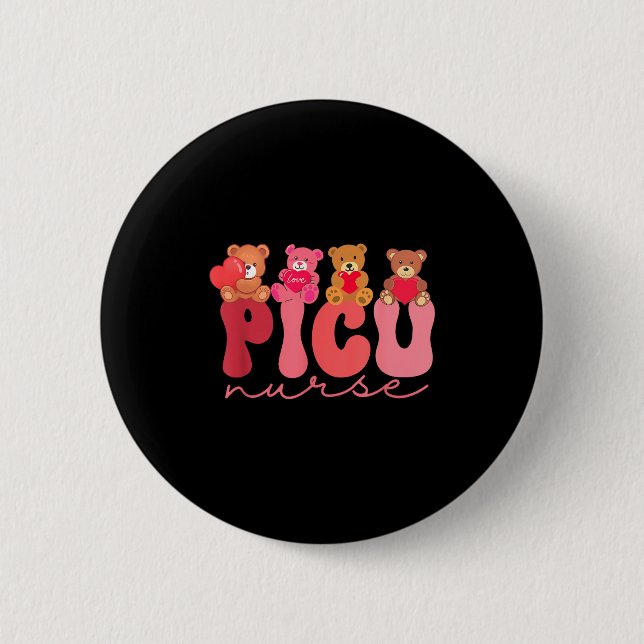 Women Valentine Cu Nurse Pediatrics Cute Bears Ped 2 Inch Round Button (Front)