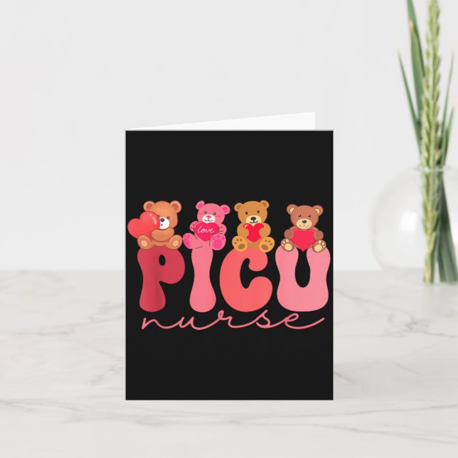Women Valentine Cu Nurse Pediatrics Cute Bears Ped Card (Front)