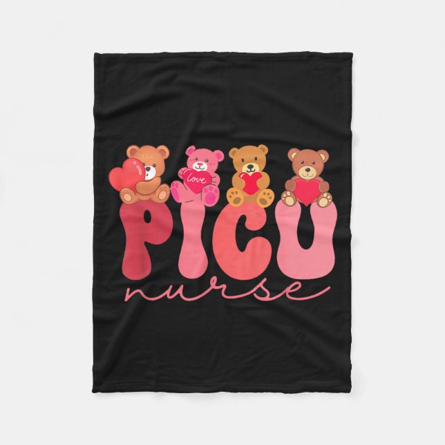 Women Valentine Cu Nurse Pediatrics Cute Bears Ped Fleece Blanket (Front)