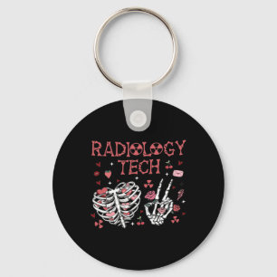 Women Valentine Radiology Tech Skeleton Ultrasound Keychain