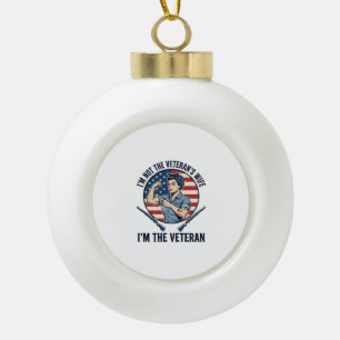 Women Veteran Patriotic Vintage Engraving Shirt De Ceramic Ball Christmas Ornament