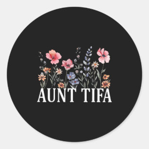 Women Vintage Floral I Am Aunt Tifa Classic Round Sticker