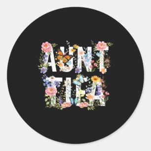 Women Vintage Floral I Am Aunt Tifa Classic Round Sticker