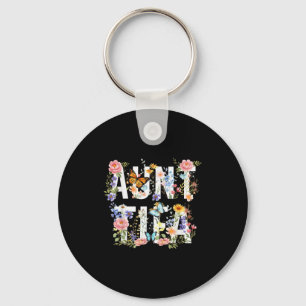 Women Vintage Floral I Am Aunt Tifa Keychain