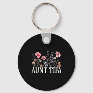 Women Vintage Floral I Am Aunt Tifa Keychain