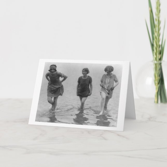 Women Wading at Arlington Beach Photograph Card (Front)