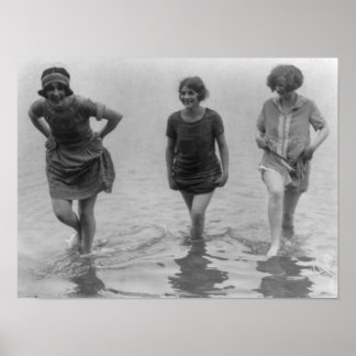 Women Wading at Arlington Beach Photograph Poster