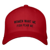 Women Fear Me Fish Want Me Embroidered Vintage Cotton Twill Cap