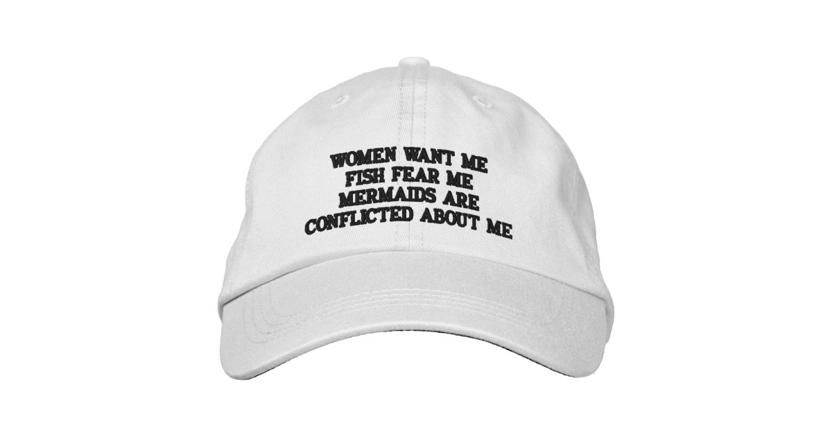 Women Want me Fish Fear Me Embroidered Corduroy Cap