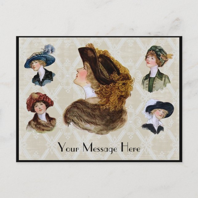 Women Wearing Vintage Hats 1913 Postcard (Front)