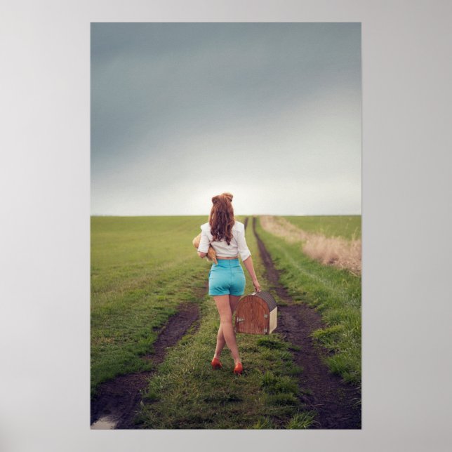 "Women & Weather" Model On A Dirt Road Photography Poster (Front)