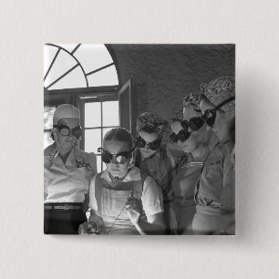 Women Welders in WWII, 1940s 2 Inch Square Button