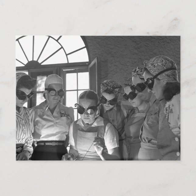 Women Welders in WWII, 1940s Postcard (Front)