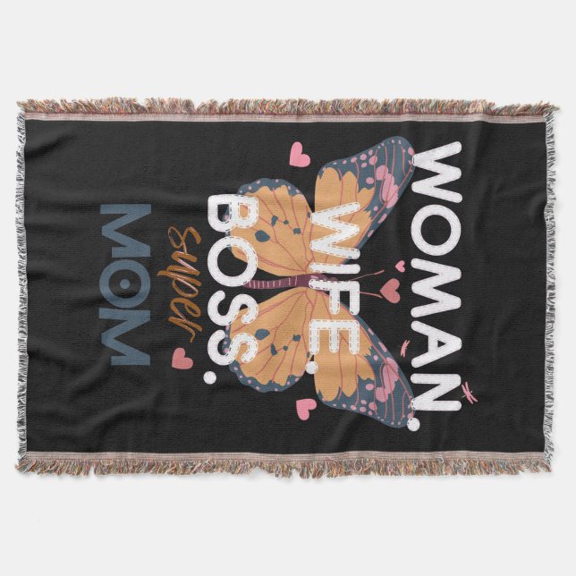 Women, wife, boss, super mom throw blanket (Front)