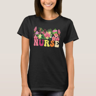 Women Wildflower Summer Floral Graphic Flower Nurs T-Shirt