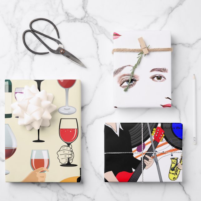 Women Wine And Music Party Booze celebration Art Wrapping Paper Sheet (Front)