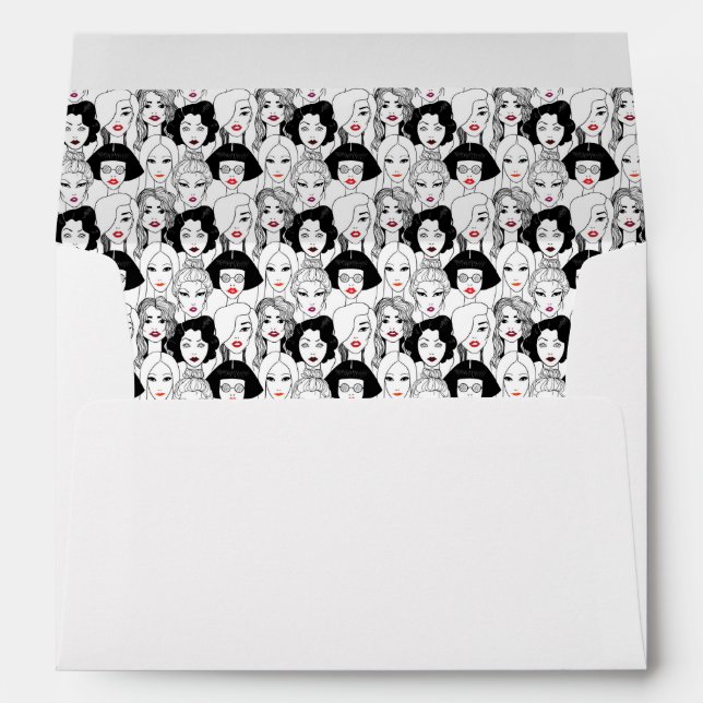 Women With Lipstick Pattern Envelope (Back (Bottom))