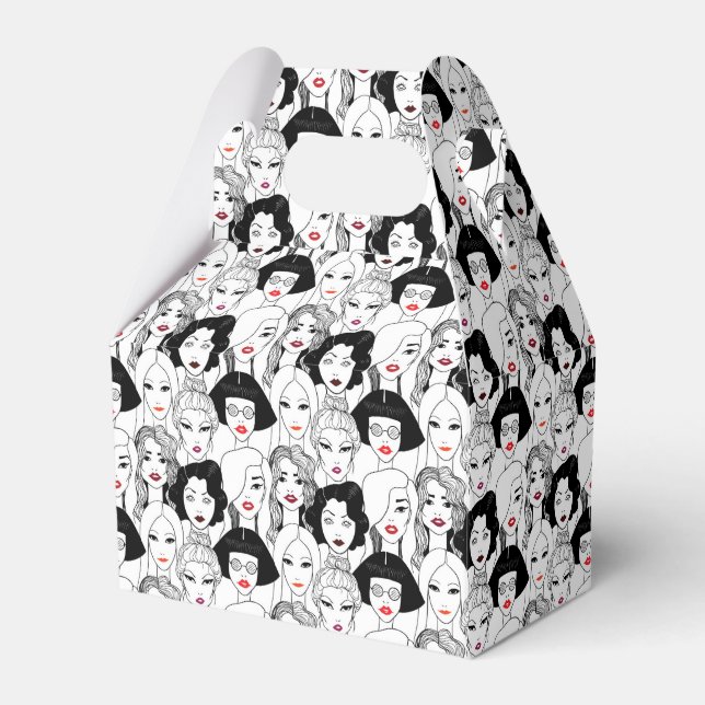 Women With Lipstick Pattern Favor Box (Front Side)