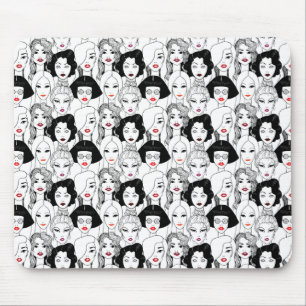 Women With Lipstick Pattern Mouse Pad