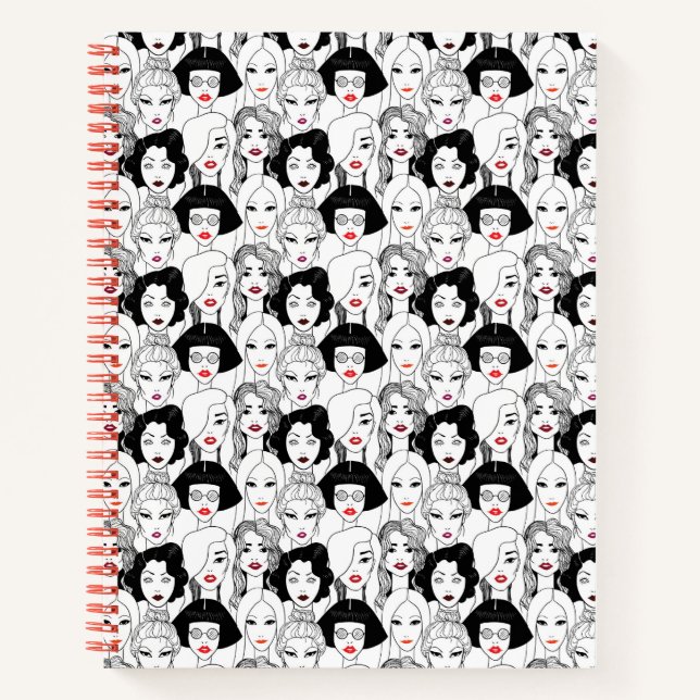 Women With Lipstick Pattern Notebook (Front)