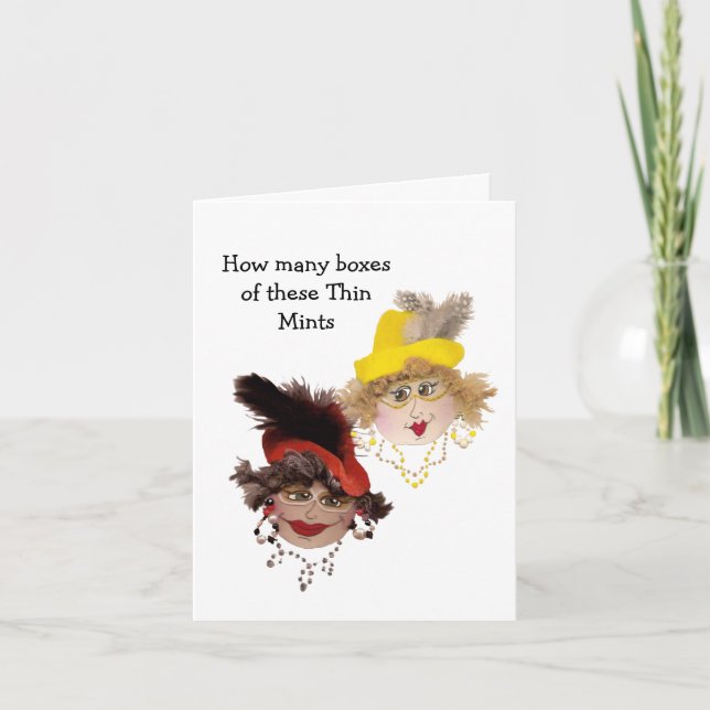 Women with their Thin Mint Cookie Humour Card (Front)