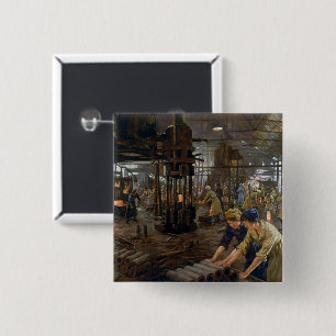 Women Working at a Munitions a Factory WW1 1918 2 Inch Square Button