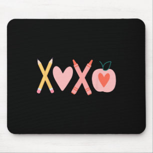 Women Xoxo Teacher Valentine's Day Pencil And Appl Mouse Pad
