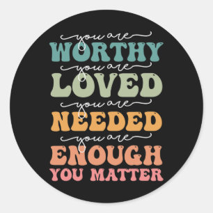 Women You Matter Groovy Mental Health Awareness Classic Round Sticker