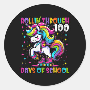 Womens 100 Days Of School Girls Teacher 100th Day Classic Round Sticker