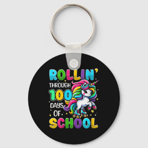 Womens 100 Days Of School Girls Teacher 100th Day Keychain