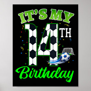 Womens 14th Birthday Football Boy Girl Kids Soccer Poster