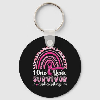 Womens 1 Year Breast Cancer Survivor Awareness Pin Keychain