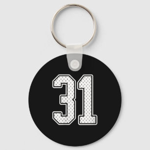Womens #31 White Vintage Number 31 Srts Fan Jersey Keychain