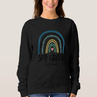 Womens 3rd Grade Squad Teacher Leopard Rainbow Bac Sweatshirt