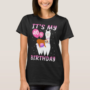 Womens 40 Years Old 40th Birthday Llama Sloth T-Shirt
