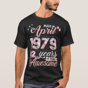 Womens 42nd Birthday Floral Gift for Womens Born i T-Shirt