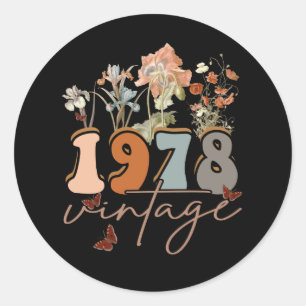 Womens 45 Years Old Vintage 1978 45th Birthday Tee Classic Round Sticker